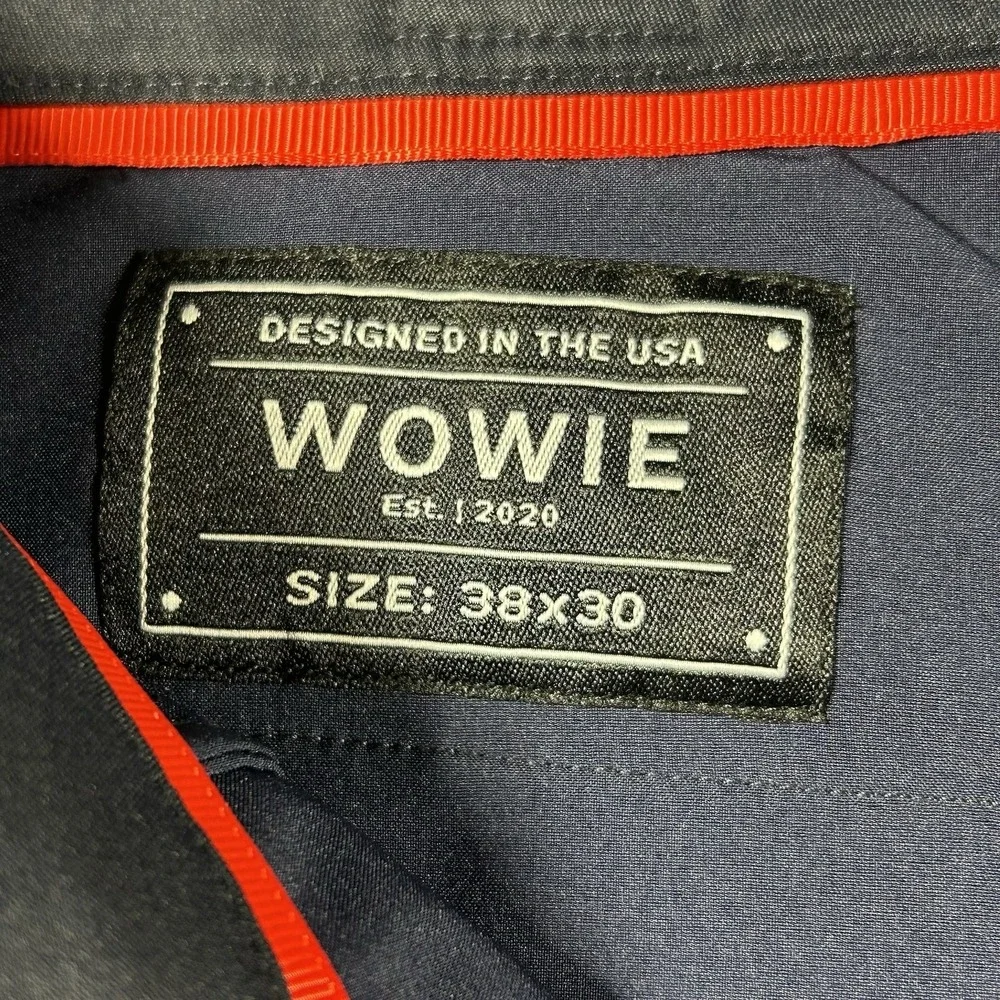Wowie Pants Mens 36x32 Blue Stretch Chino Travel Tech Golf Performance Pants
